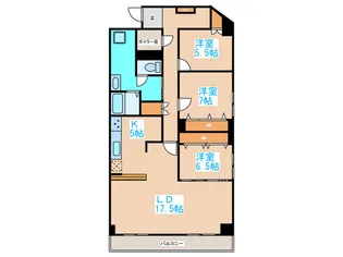 西線グランドハイツ【8階】の間取り