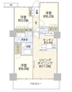 プライムパークス品川シーサイドザ・タワー(012184)【24階】の間取り