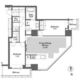 ブリリアイストタワー勝どき【30階】の間取り