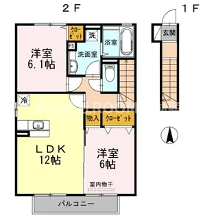 メゾンブランシェII【2階】の間取り