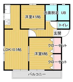 臼沢ハイツ B【1階】の間取り