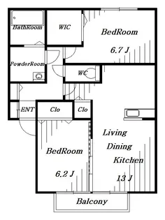 PARK HILLS MIYAKO【2階】の間取り