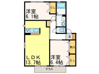 ホワイトハイツ旭晃II【1階】の間取り