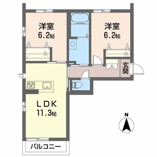 グランシャリオ小坂【1階】の間取り