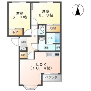 グランディール梶賀B【2階】の間取り