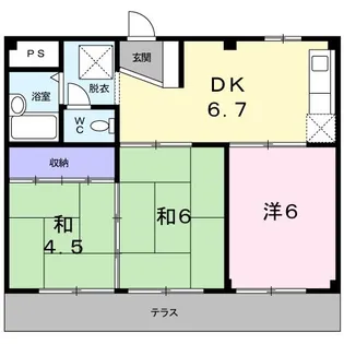 リバーハイツB【1階】の間取り