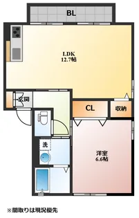 ディアス古賀島 A棟【1階】の間取り