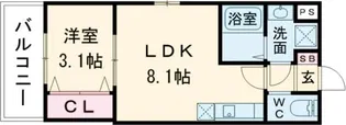 ジーメゾン生駒プレシール【3階】の間取り
