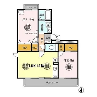 オーシャンヒルズA【3階】の間取り
