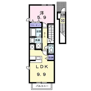 広島県福山市新涯町5【アパート】の間取り
