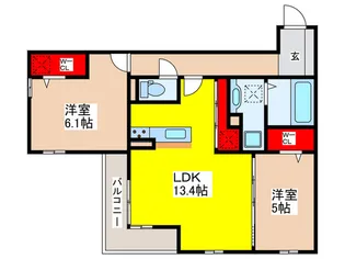 パサログランデ上野芝【2階】の間取り
