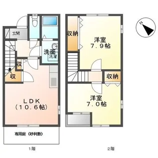 アルモニ吉成【1階】の間取り