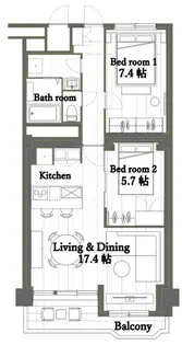 中目黒ハイツ【14階】の間取り