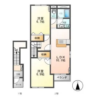 グローリーII B棟【2階】の間取り