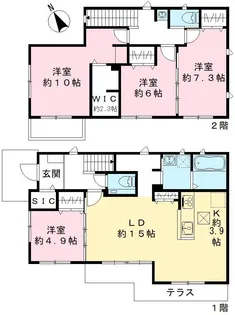 茨城県つくば市谷田部陣場【一戸建】の間取り