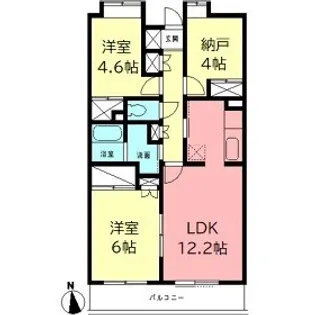 グランドゥール厚木【4階】の間取り