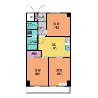 飯塚一丁目ハイツ【3階】の間取り