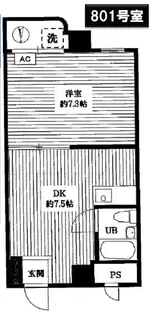後楽園キャステール【8階】の間取り