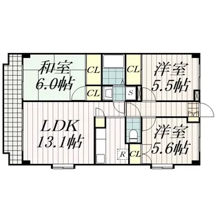 サンライズヒル朝日ヶ丘B棟【1階】の間取り