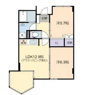 アネーロ上粕屋【5階】の間取り