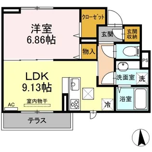 プランドール西武【1階】の間取り