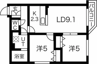 クラリス菊水II【4階】の間取り