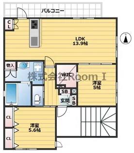 【ZEHマンション】ウェルビーイング福島・旭化成ヘーベルメゾンHEBE【2階】の間取り