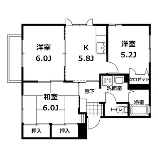 大興駅西ハイツ【2階】の間取り