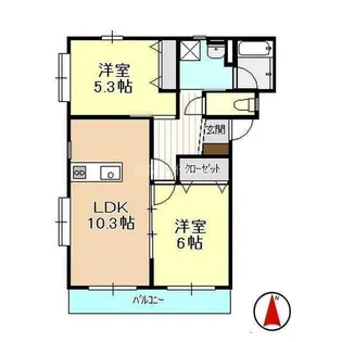 ル・シェモア【1階】の間取り