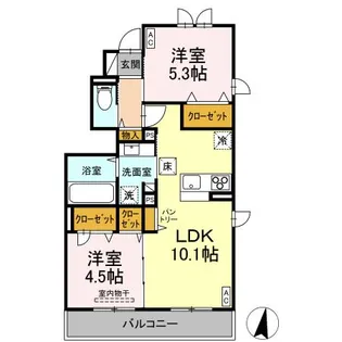 トリシア中條B【1階】の間取り