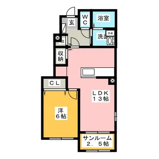 サニーハイツSEINAI K【1階】の間取り