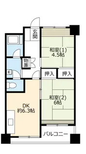UR洛西新林【8階】の間取り