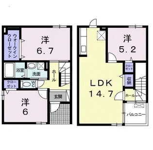 クレア今宿B【1階】の間取り