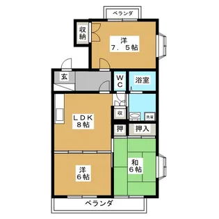 グリーンコート四之宮【2階】の間取り