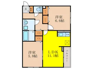 プロヴァンス上中条【3階】の間取り