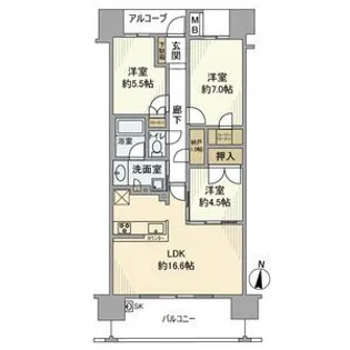 ジオ伊丹ザ レジデンス【7階】の間取り