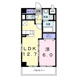 1LDKの間取り画像