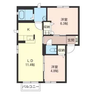 カーサ エクセルA(田部井町)【2階】の間取り