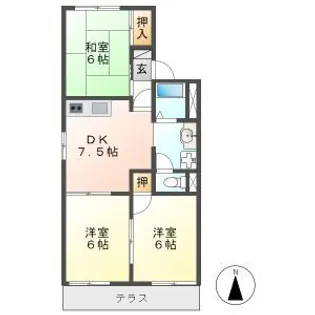 ポピーハイツ D【1階】の間取り