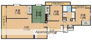ディアレスト大平台【4階】の間取り