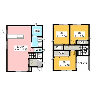 愛知県海部郡蟹江町大字蟹江新田字鹿島【一戸建】の間取り