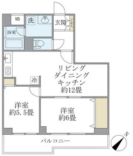 東京都新宿区若松町【マンション】の間取り