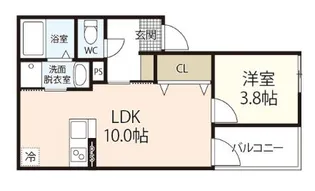 岡山県岡山市北区三門東町【アパート】の間取り