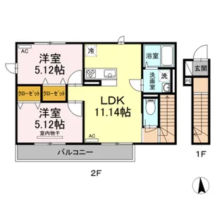 プランドール西武【2階】の間取り
