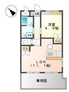 シャトー・ドゥ・レーヴR【1階】の間取り