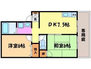ハイカム-ル上桂【1階】の間取り