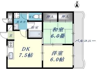 サンハイツ稲田【6階】の間取り