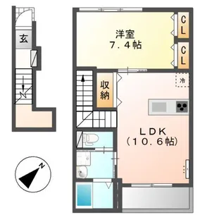ラ・カーサ筒井【2階】の間取り