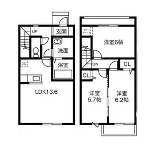 メゾネット竹鼻の間取り