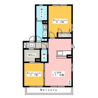 メゾン城阿原【1階】の間取り